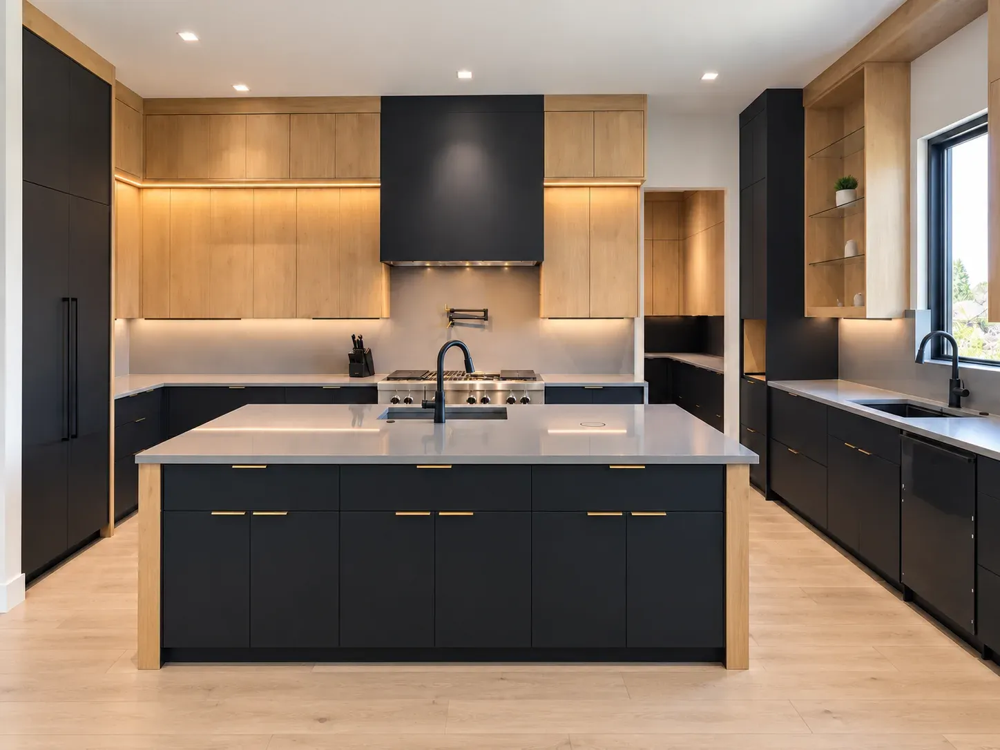 Matte Black & Oak Kitchen