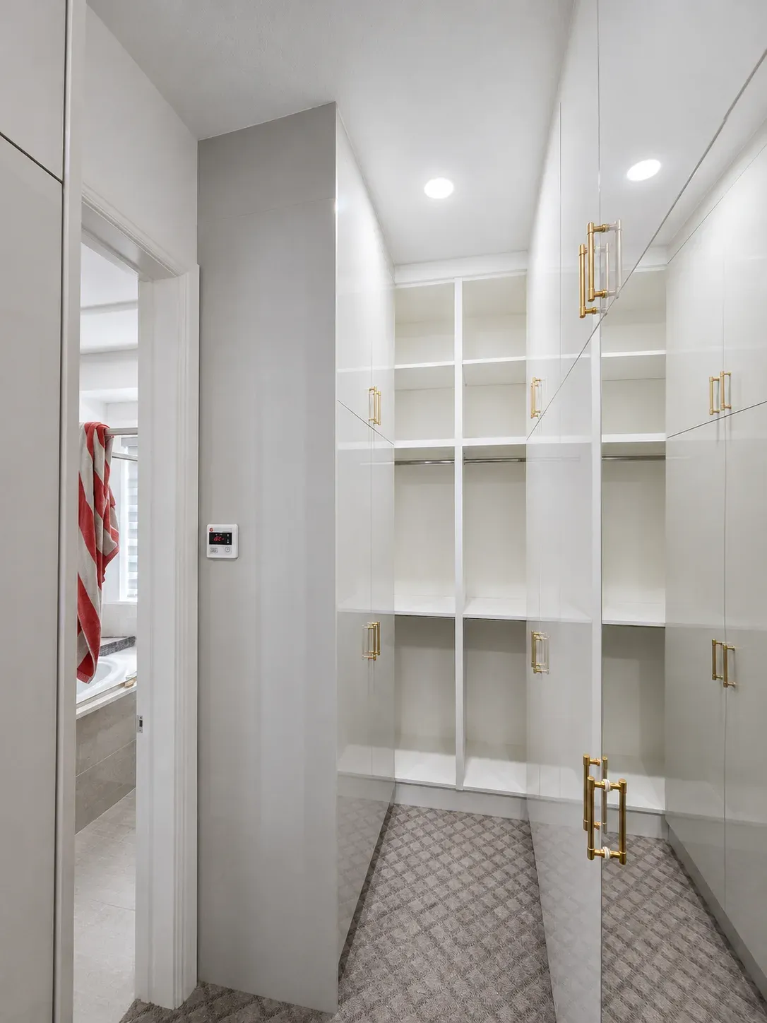 White Gloss & Brass Walk-In Closet, view 2